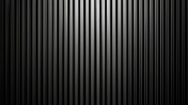 Black metal siding fence with vertical striped texture background, modern industrial steel panel surface, dark architectural cladding pattern, minimal urban construction wall, seamless linear metal de