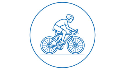 Obraz premium Cyclist Icon: Man Riding Bicycle in Circle, Line Art, Sport and Fitness Concept
