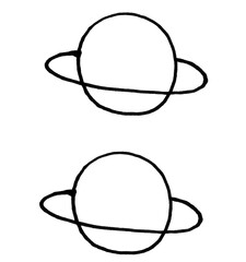 Doodle Ringed Planet Saturn Vector Brushes © Shafa