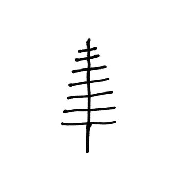 Doodle Minimalist Pine Tree Line Art Vector Brushes