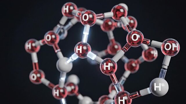 Molecular animation water molecule and silicon photomultiplier close up transition