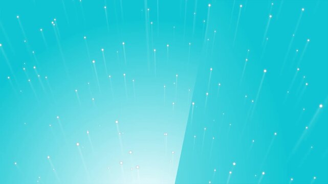 Bright digital particles ascend rapidly against a vibrant cyan blue background creating abstract motion