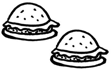 Fototapeta premium Hand Drawn Doodle Hamburger Burgers Set