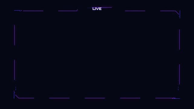 abstract futuristic frame overlay with pulsing light elements and live text