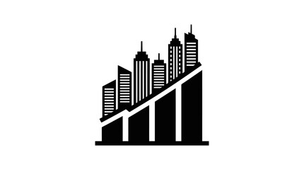 Fototapeta premium City skyline with growing graph.