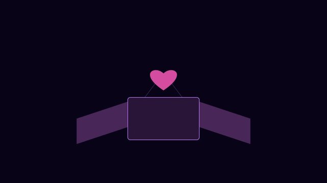 Minimalist heart animation with empty banner for romantic greeting or love message 4k romance