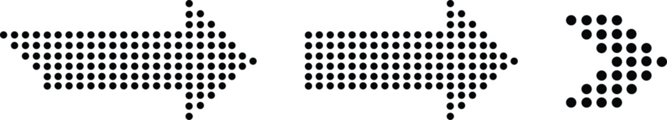 Halftone Dotted Arrow Set Vector, Abstract Dot Grid Direction Arrows Collection Isolated on White Background © KHOKON