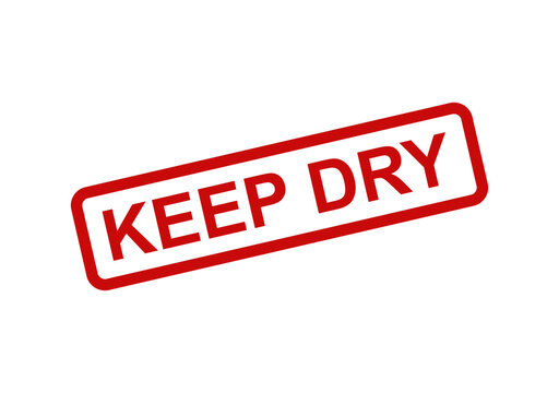 Red keep dry rubber stamp icon with slanted text for shipping and package handling labels isolated on transparent isolated on transparent background