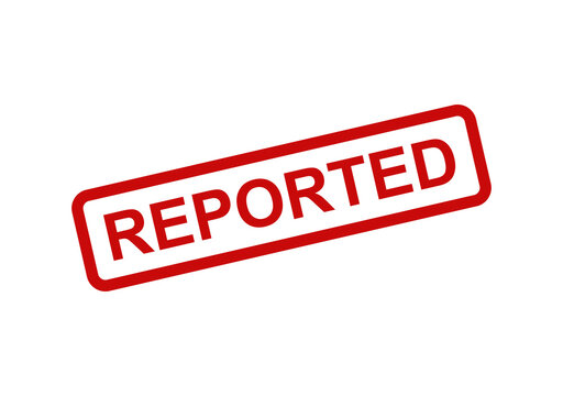 Red rubber stamp with the word reported on it angled and isolated for business and office document management use isolated on transparent background