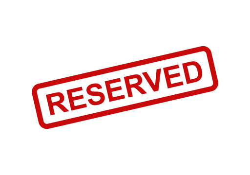 Red reserved stamp icon with a rectangular border frame isolated on a plain background for office and travel design isolated on transparent background
