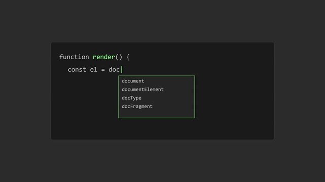 Java script code editor autocomplete feature for web development programming animation 4k javascript
