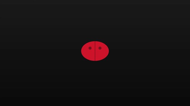 Minimalist red pig face animation on dark 4k background, for
