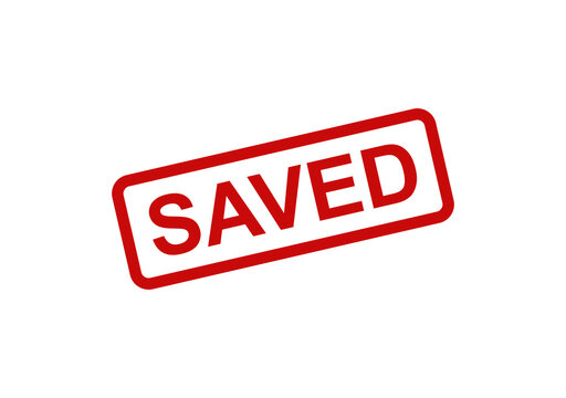Red rectangular rubber stamp with the word saved inside isolated on a transparent background for business documents isolated on transparent background