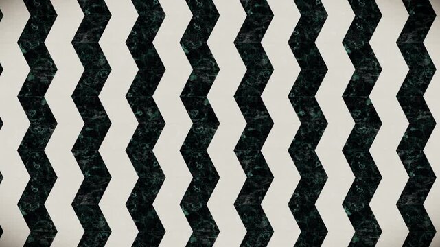Abstract pattern background featuring dark green marble and off-white chevron tiles, a seamless loop motion graphic.