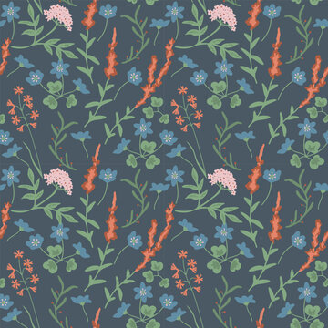 Wild meadow decorative vector pattern