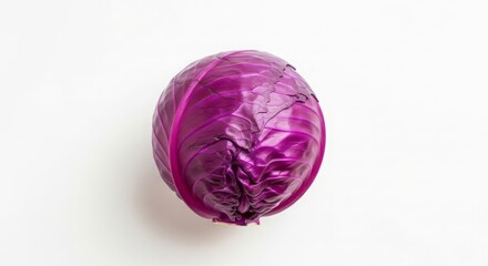 Fototapeta premium Fresh Purple Cabbage Head Isolated on White Background for Premium Vegetable Product Photography