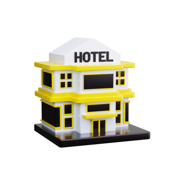 Hotel 3d render icons