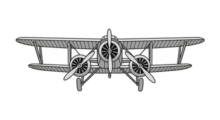 Front view of a classic trimotor biplane aircraft © farel
