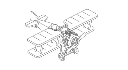 Vintage biplane with open cockpit and propeller © farel