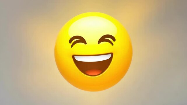Emoji face shifting close-up between neutral smile and excitement, supporting reaction stickers, social media feedback, chat messaging, mood transition graphics, and entertainment app media.