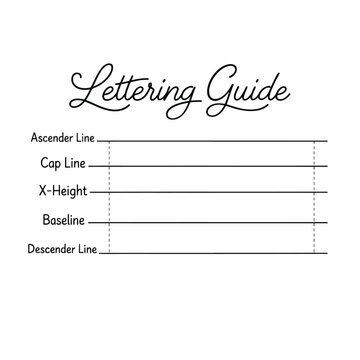 Typography Lettering Guide with Baseline and Cap Line.
