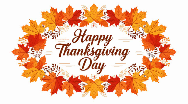 happy thanksgiving day, autumn leaves wreath