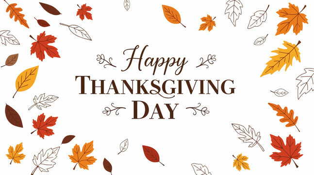 happy thanksgiving day, autumn leaves