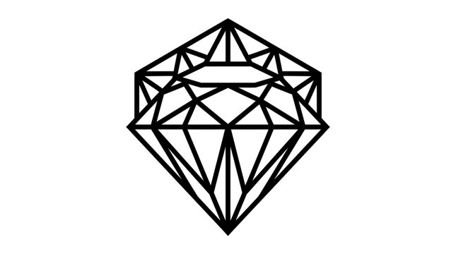 Black geometric diamond shape with faceted lines.
