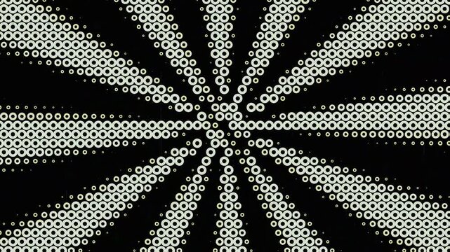 Animated Abstract radial dot pattern with optical illusion effect, creating a dynamic ripple and burst design
