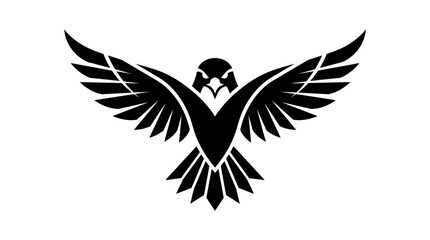 Naklejka premium Black eagle silhouette bird with open wings.