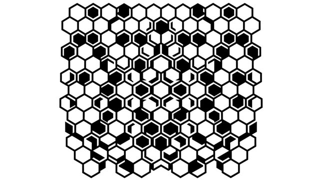 Black and white honeycomb hexagonal tile pattern.