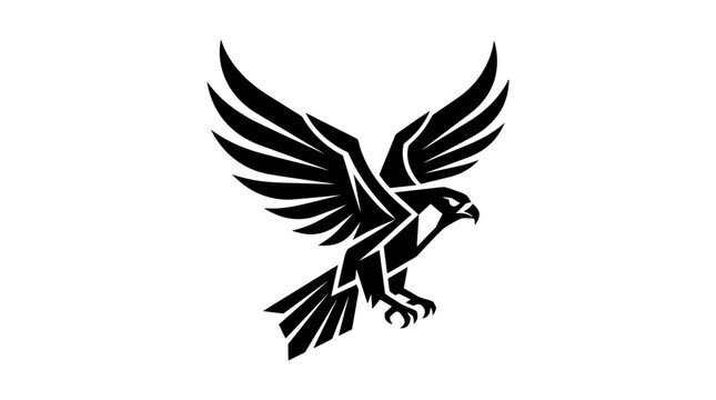 Black and white stylized eagle mascot for sports branding