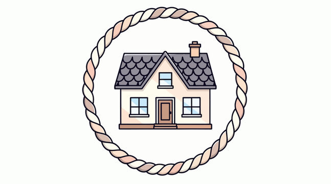 house in circle, rope border