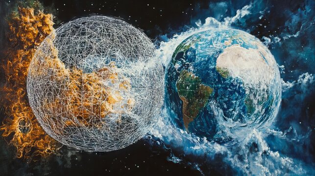 Digital Art. Earth. Universe. Space. Celestial Elements.