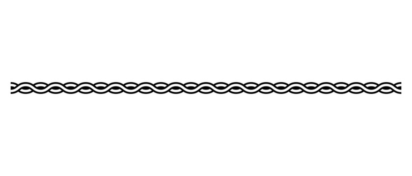Black and white twisted rope braid straight line border element