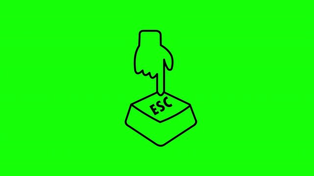 Hand Cursor Pressing ESC Key Animation on Green Screen
