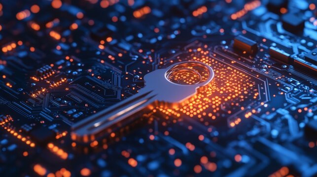 Digital. Key. Circuitry. Technology. Security. Abstract.
