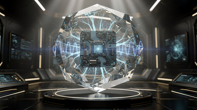 Large Crystal Ball With Blue Lights.