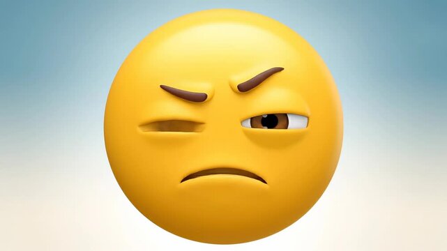 Emoji face changing close-up through smooth expression morph, supporting reaction stickers, social media feedback, chat messaging, sentiment graphics, meme captions, and entertainment app media.