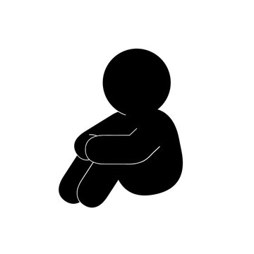 体育座りをする人のシンプルなピクトグラム