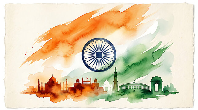 Indian Flag Ashoka Chakra Symbol.