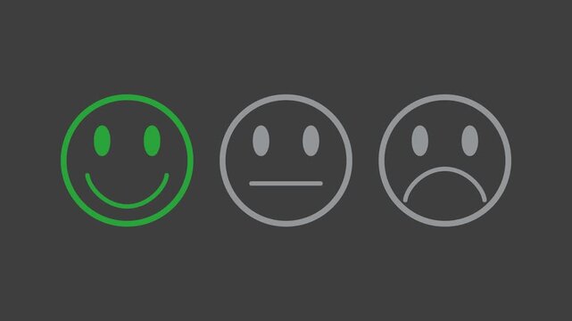 Video animation of a fictional website showing a mouse pointer clicking on a Satisfied button (positive feedback) in a feedback survey. Business concept for online ratings.