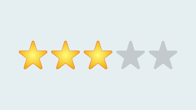 Video animation of a 1- to 5-star rating. Business concept for online star ratings.
