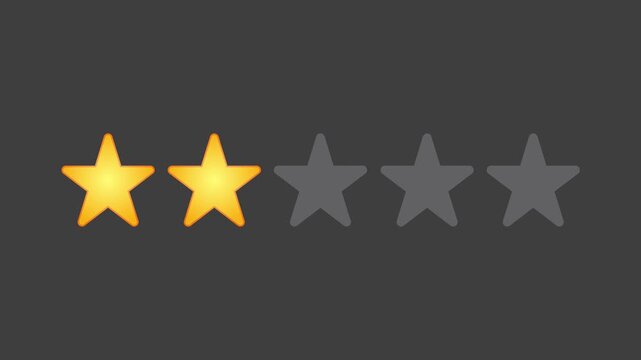 Video animation of a 1- to 5-star rating. Business concept for online star ratings.