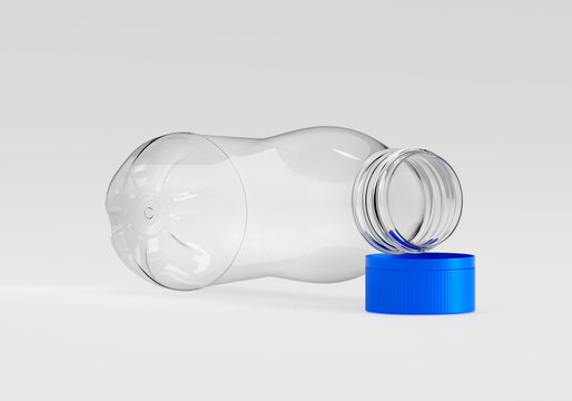 clear pet plastic bottle blue screw cap
