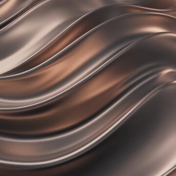 Folded brushed aluminum sheets form flowing architectural waves with champagne silver reflections, soft studio lighting and refined metallic textures for premium industrial branding.