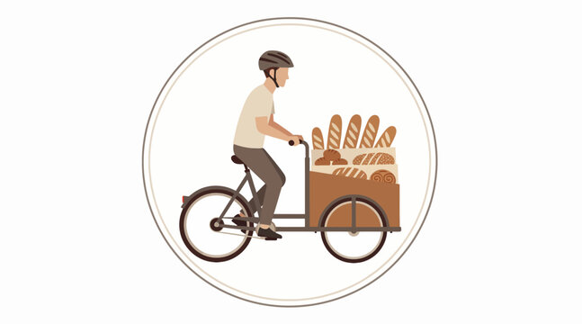man riding bicycle with bread