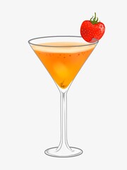Obraz premium Tropical cocktail illustration, summer beverage