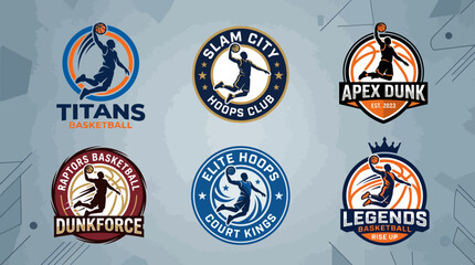 Set of basketball team logos and sports badges. © Egriva