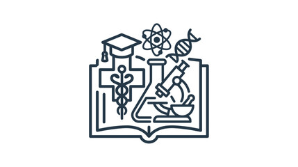 Obraz premium Science and Education Icon Set: Biology, Chemistry, Medicine, Graduation